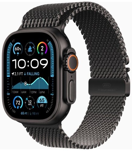 Apple Watch Ultra 2 (2024) 49mm Titanium Case with Black Titanium Milanese Loop S (черный титан)
