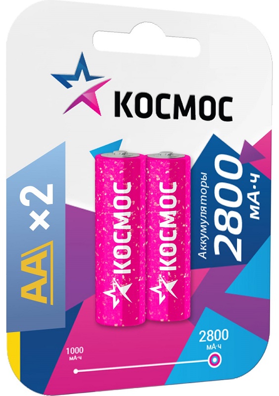 Космос KOCR6NIMH2800MAH2BL (разноцветный)