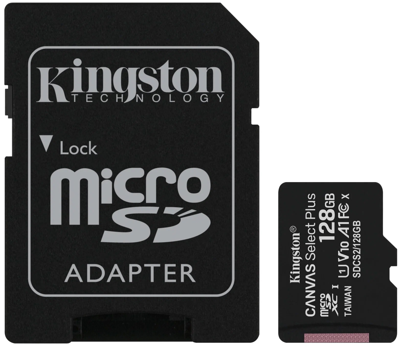 Kingston Canvas Select+, 128 Гб, UHS-I Class 10 U1 A1, с адаптером (черный)