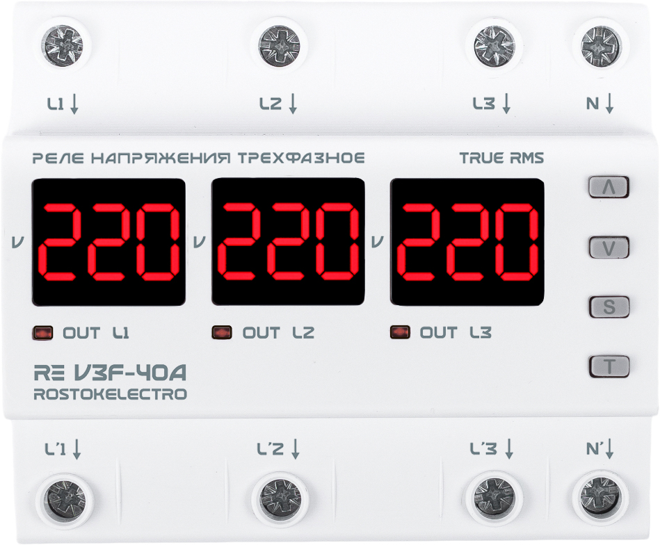 Реле напряжения Rostokelectro V3F-40A (белый)