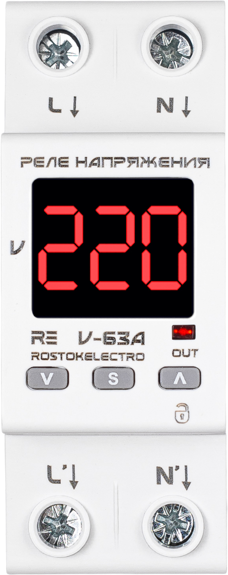 Реле напряжения Rostokelectro V-63A (белый)