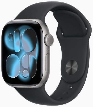 Apple Watch Series 11 42mm Aluminium Case with Black Sport Band M/L (серый космос)
