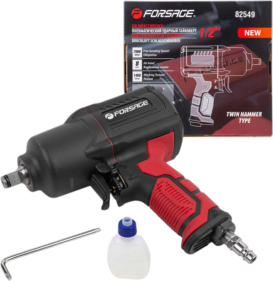 Пневмогайковерт Forsage F-82549 (черно-красный)