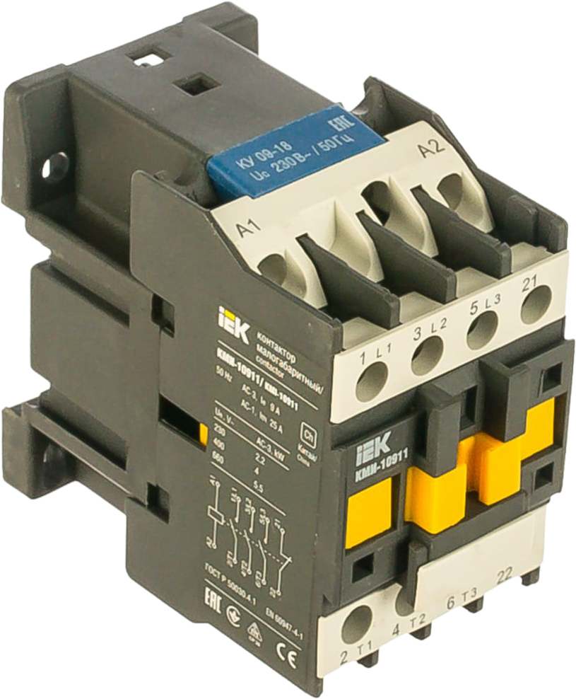 IEK КМИ-10911 9А 230В/АС3 1НЗ (черно-серый)