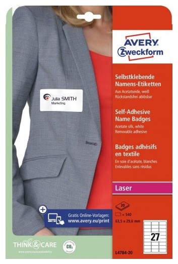 Avery Zweckform универсальная 27 шт на листе  L4784-20 (белый)