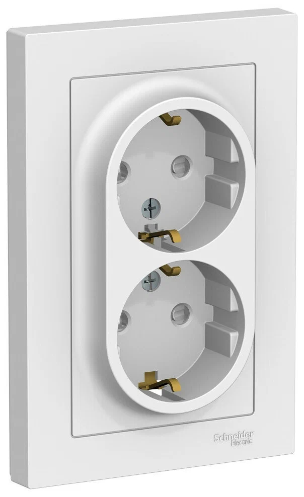 Розетка Schneider Electric ATN000126 AtlasDesign 2 розетки, скрытая, заземление, шторки, IP20 (белый)