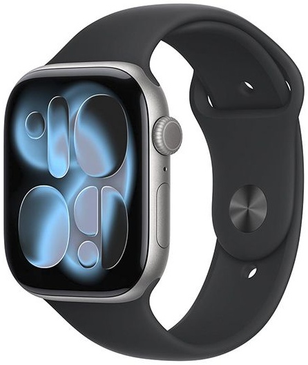 Apple Watch Series 11 42mm Aluminium Case with Black Sport Band S/M (серый космос)