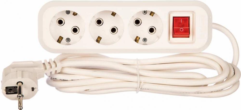 UNIVersal 3х3м с заземл. 13А IP20 S-303 с выкл. ПВС 3х1  9631986 (белый)