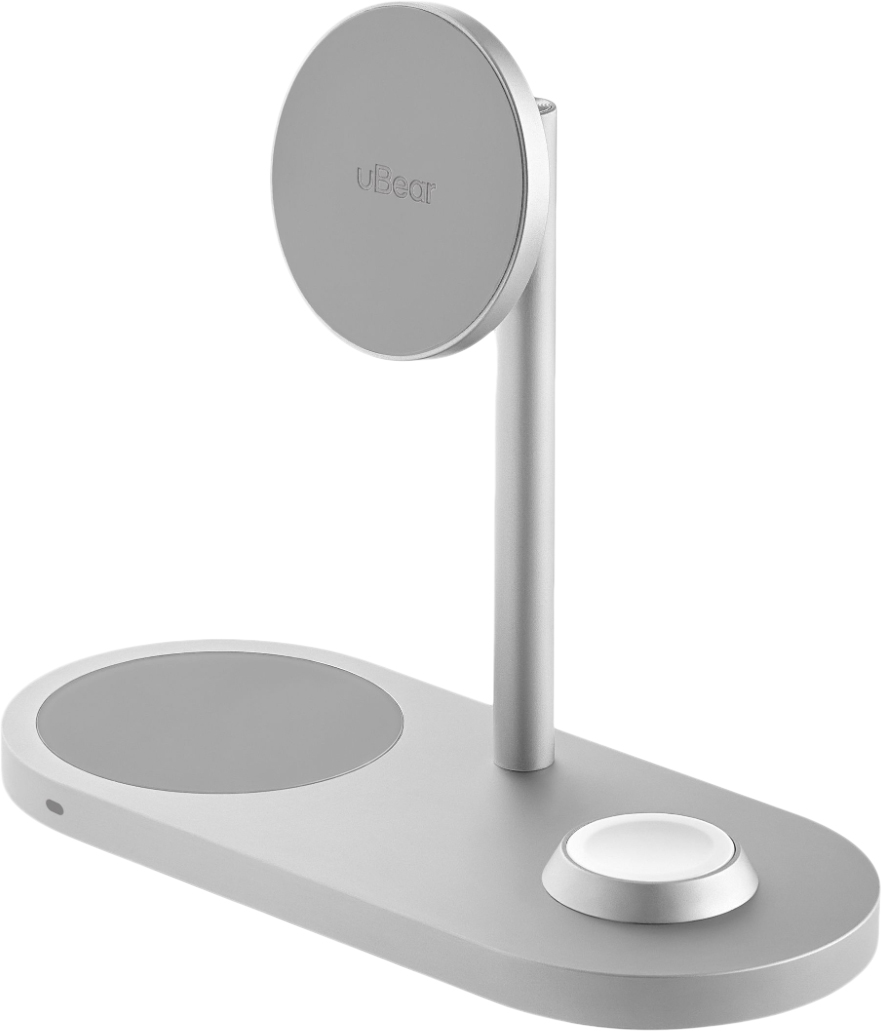 Беспроводное зарядное устройство uBear Stage Pro 3-in-1 (светло-серый)