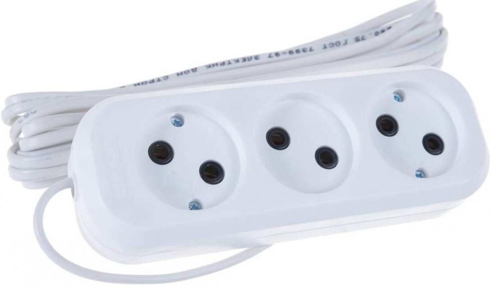UNIVersal 3х5м без заземл. 6А IP20 У6-639М ПВС 2х0.75  639М-05 (белый)