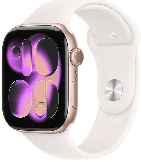 Apple Watch Series 11 46mm Aluminium Case with Light Blush Sport Band M/L (розовое золото)