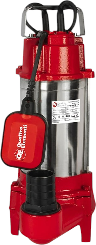 Фекальный насос Quattro Elementi Sewage 500F Ci-Cut (серебристо-красный)