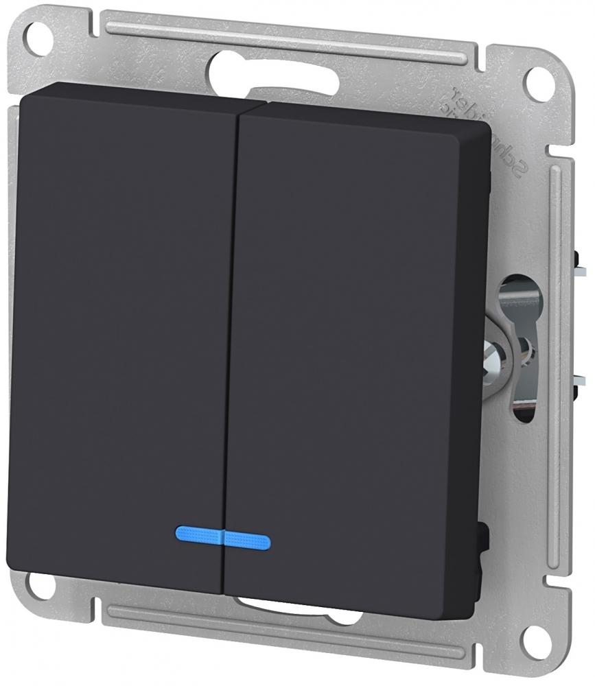 Выключатель Schneider Electric 2-кл. СП AtlasDesign с подсветкой ATN001053 (карбон)