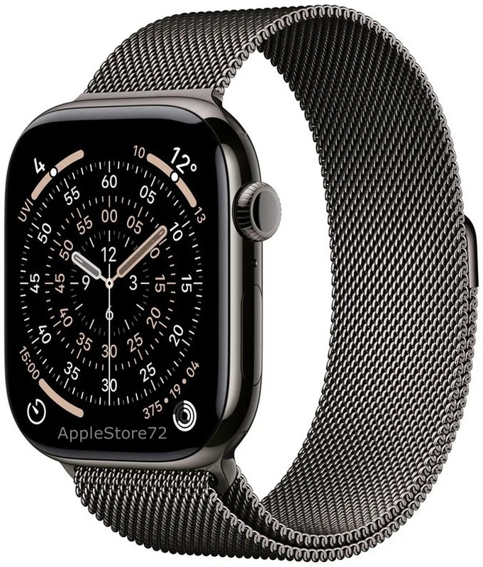 Apple Watch Series 11 46mm Titanium Case with Slate Milanese Loop M/L (коричневый)