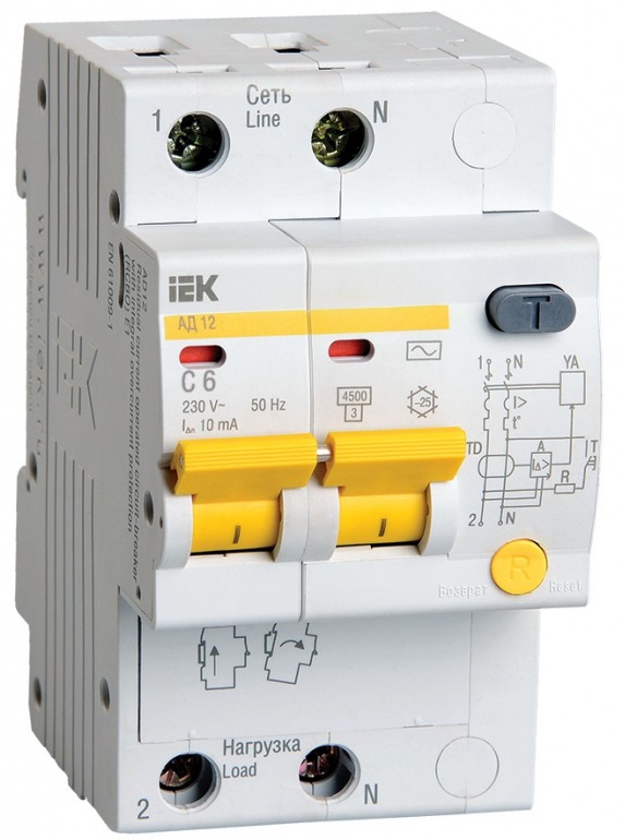 IEK АД12 MAD10-2-006-C-010 6A тип C 4.5kA 10мА AC 2П 230В 3мод (белый)