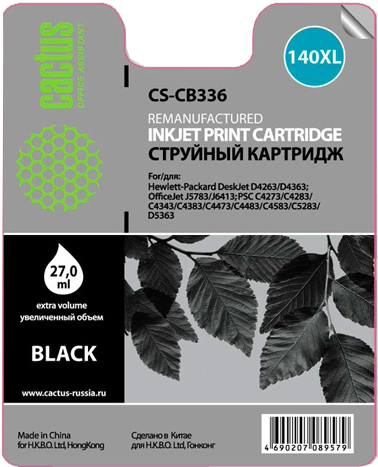Cactus CS-CB336 №140XL для HP DJ D4263/D4363/DJ J5783/J6413/PSC C4273/C4283 (черный)