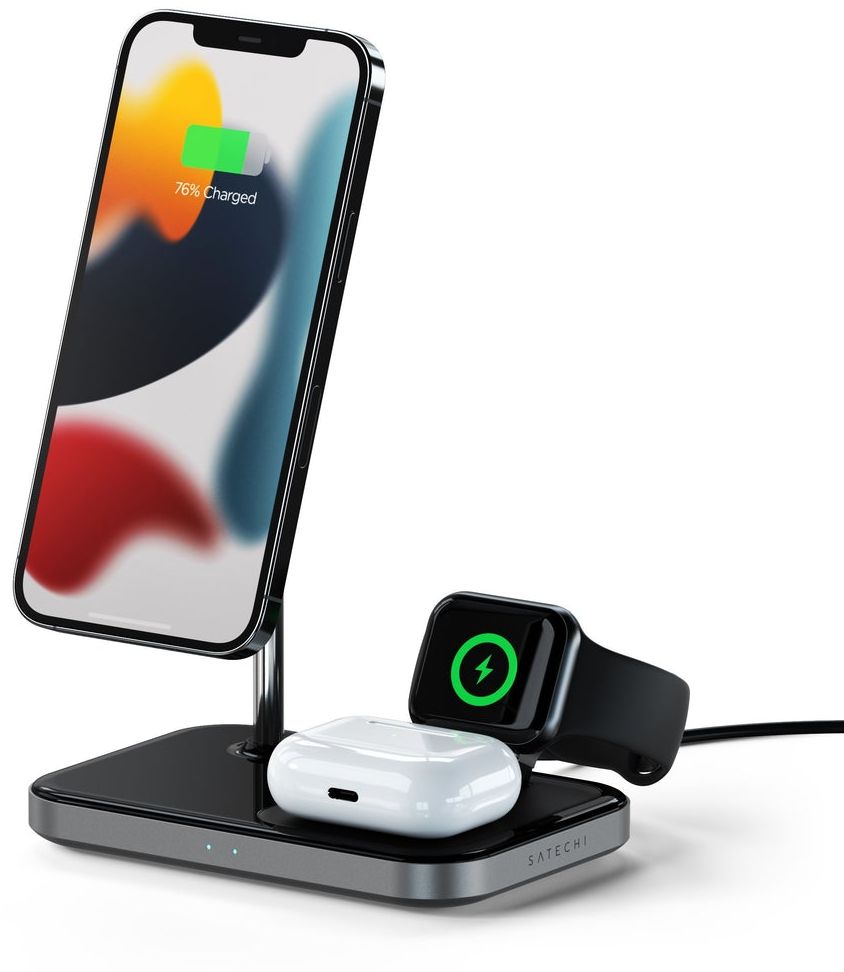 Satechi Magnetic 3-in-1 Wireless Charging Stand (серый космос)