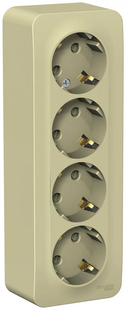Розетка Schneider Electric BLNRA011417 4-м ОП Blanca 16А IP20 250В с заземл. защ. шторки с изолир. пластиной (бежевый)