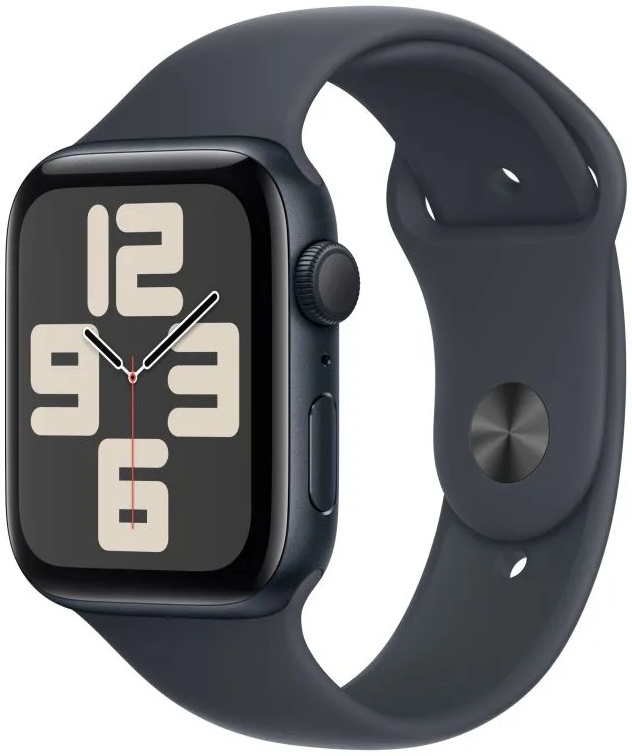 Apple Watch SE (2024) 44mm Aluminium Case with Midnight Sport Band S/M (черный)