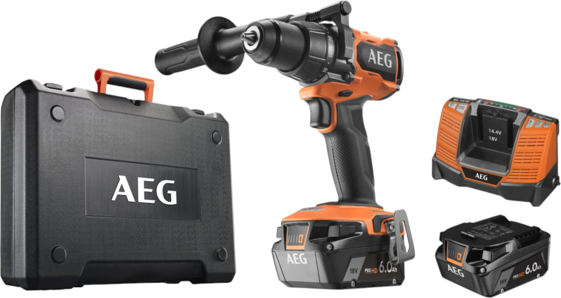 Ударная аккумуляторная дрель-шуруповерт AEG BSB18BL2-602K (черно-оранжевый)