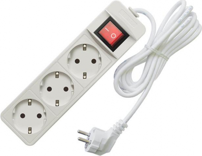 СОЮЗ 3х5м с заземл. 16А IP20 3.5кВт с выкл. 481S-8305 (белый)