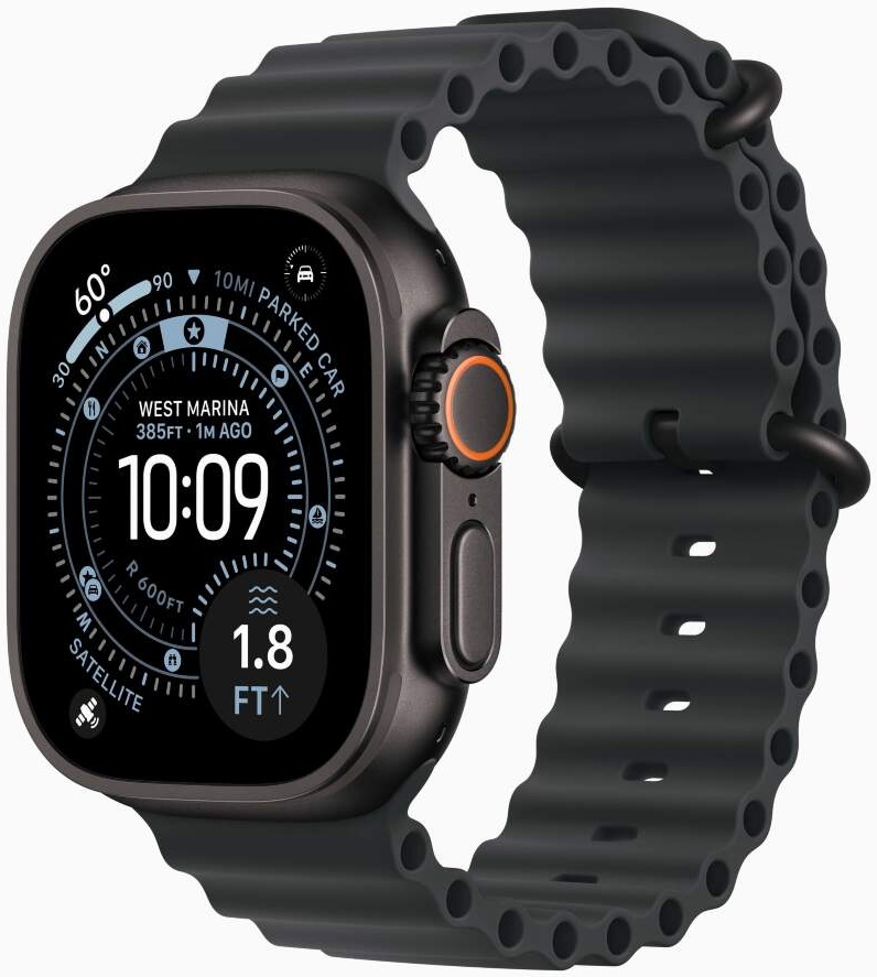 Apple Watch Ultra 3 (2025) 49mm Titanium Case with Black Ocean Band (черный титан)