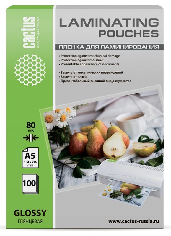 Пленка для ламинирования Cactus CS-LPGA580100 (глянцевая)