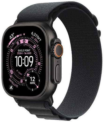 Apple Watch Ultra 3 (2025) 49mm Titanium Case with Black Alpine Loop L (черный титан)