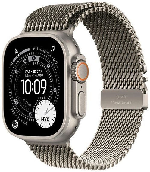 Apple Watch Ultra 3 (2025) 49mm Titanium Case with Natural Titanium Milanese Loop L (титан)