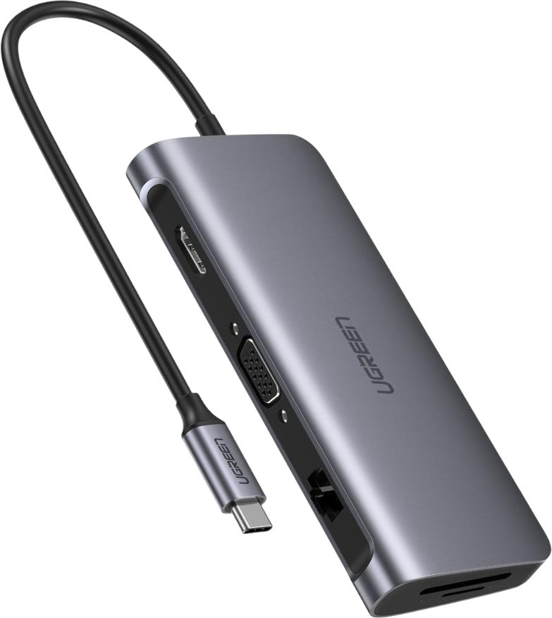 Ugreen 3 x USB 3.0, HDMI, VGA, RJ45 Gigabit, TF/SD (серый)