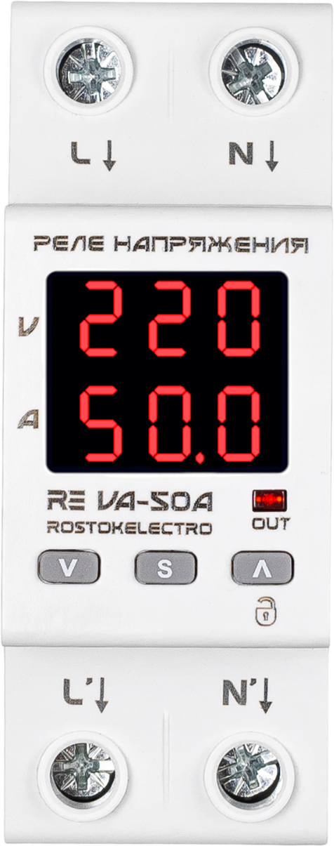 Реле напряжения Rostokelectro VA-50A (белый)