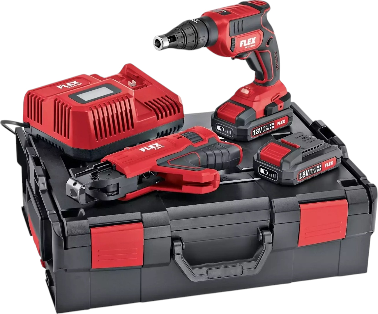 Аккумуляторный шуруповерт Flex DW 45 18.0-EC M/2.5 Set (черно-красный)