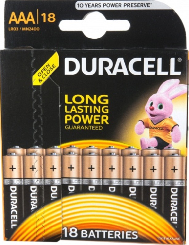Батарейки алкалиновые Duracell Basic LR03-18BL