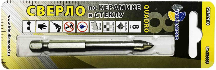 Сверло по керамике и стеклу TRIO-DIAMOND Quadro 8 мм 440008 (серебристый)