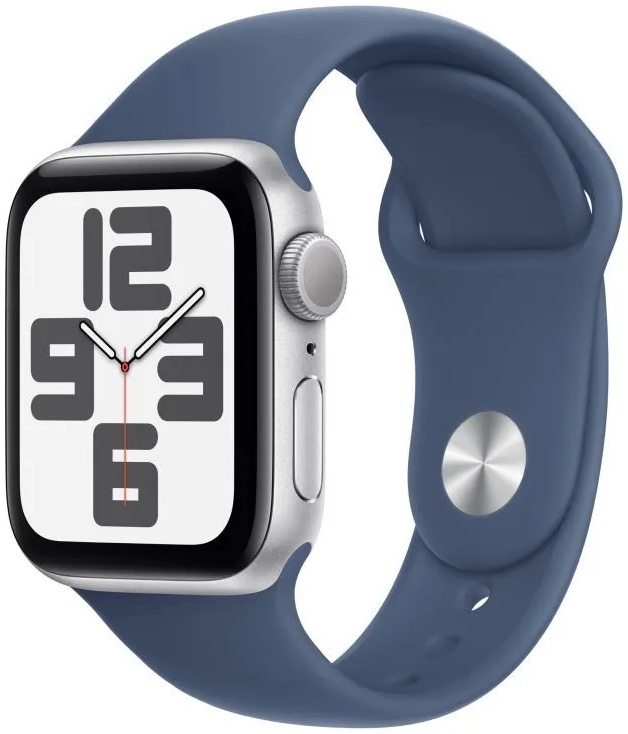 Apple Watch SE (2024) 40mm Aluminium Case with Denim Sport Band M/L (серебристый)