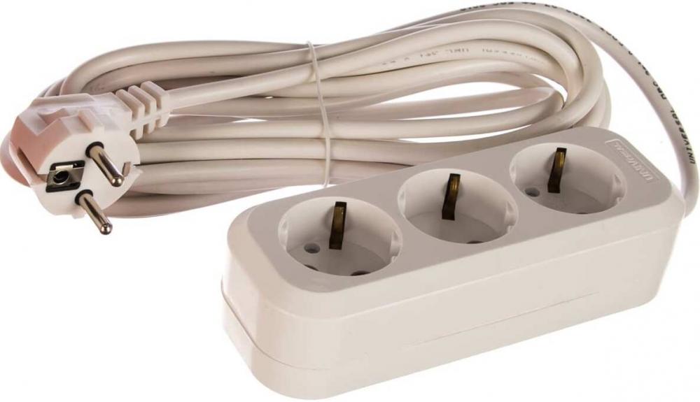 UNIVersal 3х5м с заземл. 13А IP20 Е-303 АБС-пл. ПВС 3х1  9631978 (белый)