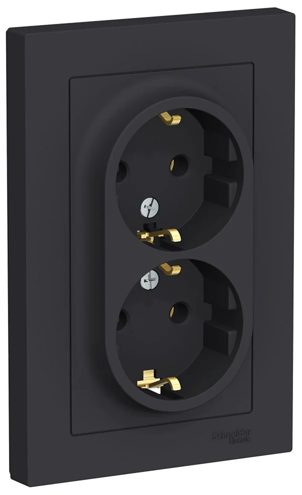 Механизм розетки Schneider Electric ATN001024 Atlas Design скрытый монтаж, с заземлением (карбон)
