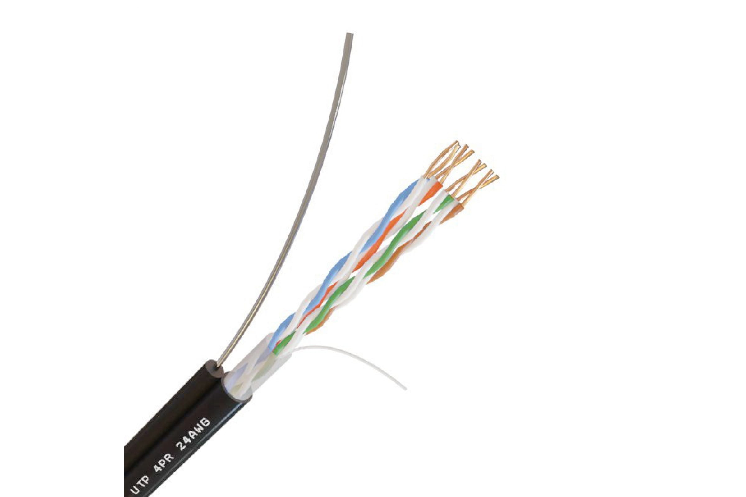 Кабель витая пара Netlink с одножильным тросом NL-CU UTP 4PR 24 AWG CAT5e 305м внешний