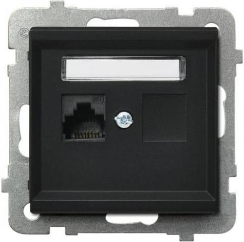 Розетка компьютерная Ospel GPK-1R/K/m/33 (черный металлик)