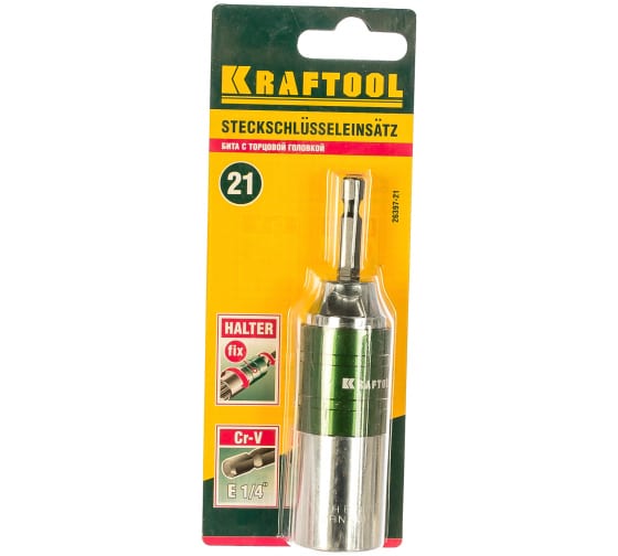 Бита Kraftool Kraftool EXPERT с торцевой головкой, CrV, хвостовик E 1/4", 21 мм 26397-21