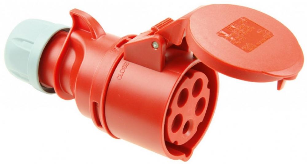 Розетка PCE 215-6 (красно-серый)