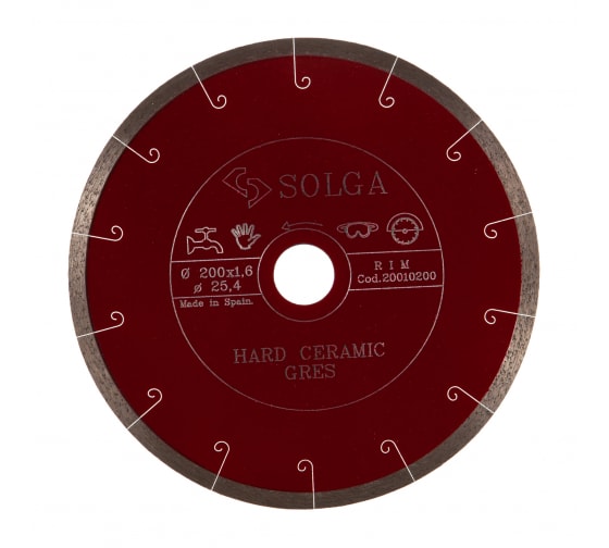 Диск Solga Diamant HARD CERAMICS сплошной керамогранит. 200 мм. 25.4 20010200