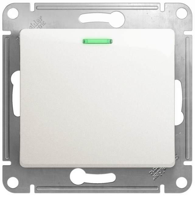Механизм выключателя Schneider Electric 1-кл. СП Glossa 10А IP20 сх. 1а 10AX с подсветкой GSL000613 (жемчуг)