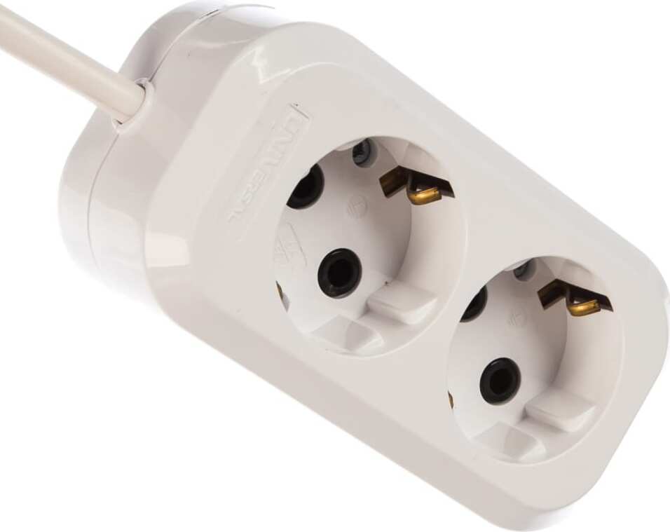 Удлинитель UNIVersal 2х2м с заземл. 16А IP20 Е-302 АБС-пл. ПВС 3х1 9631972 (белый)