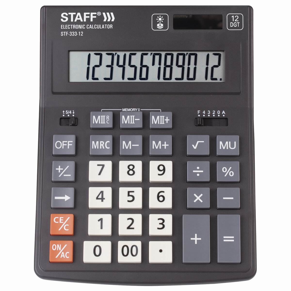 Калькулятор настольный STAFF PLUS STF-333 (черно-серый)