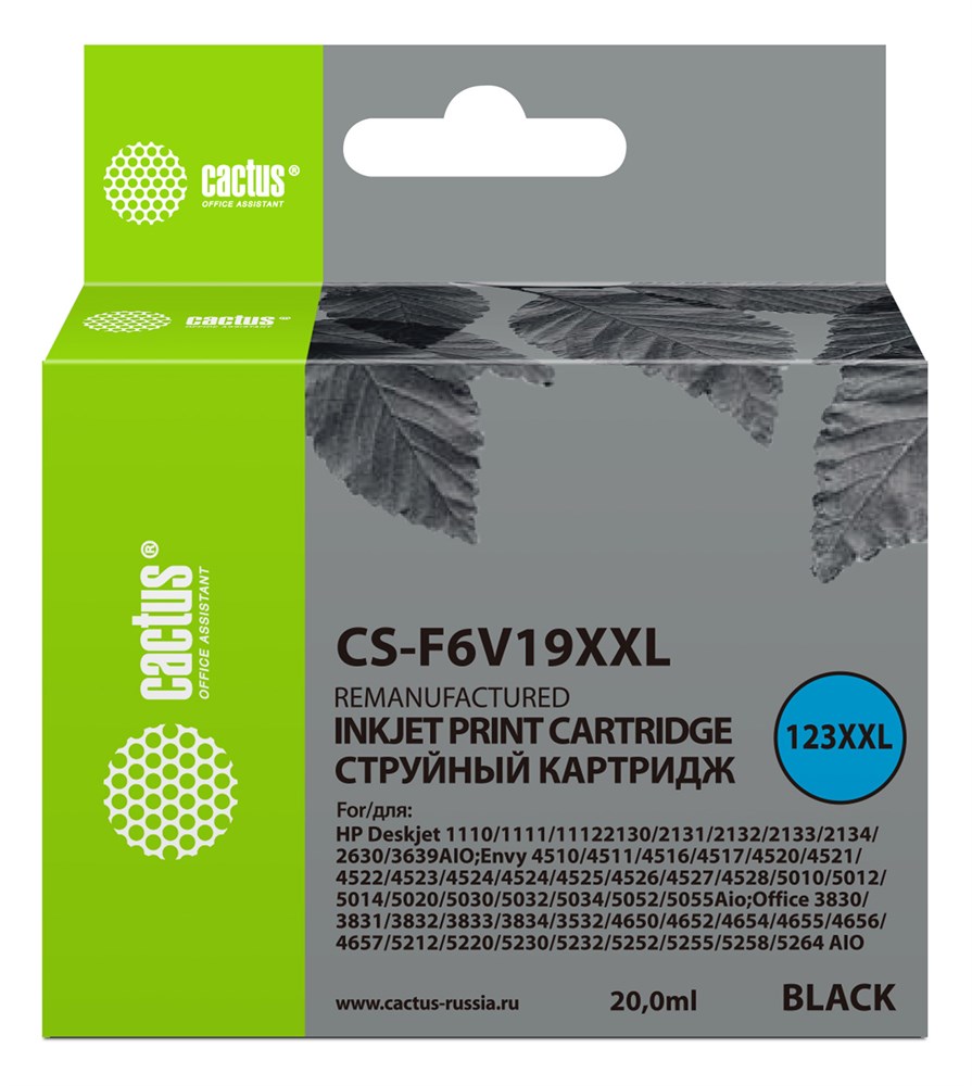 Картридж Cactus CS-F6V19XXL (черный)