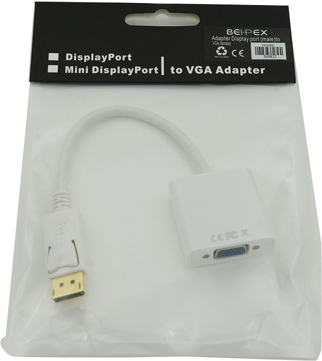 Переходник Noname DisplayPort (m) - VGA (f) (белый)