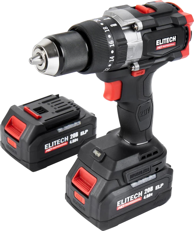 Аккумуляторная дрель ELITECH 20BL2 (E2201.042.02) (черно-красный)