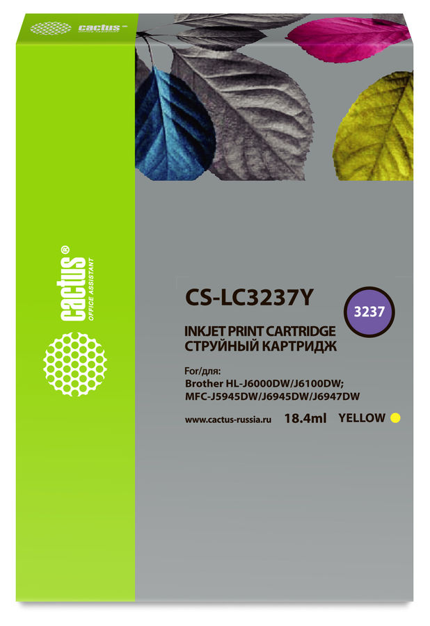 Картридж Cactus CS-LC3237Y для Brother HL-J6000DW/J6100DW (желтый)