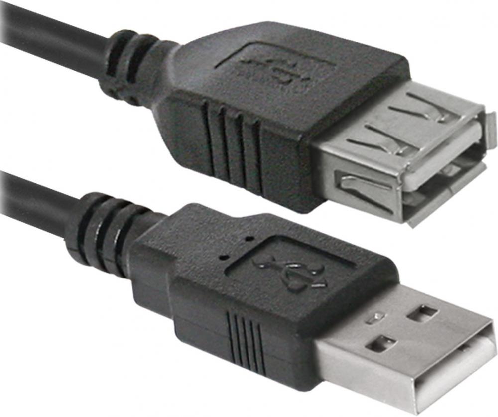 Defender USB02-06 USB2.0 AM-AF 1.8м (черный)